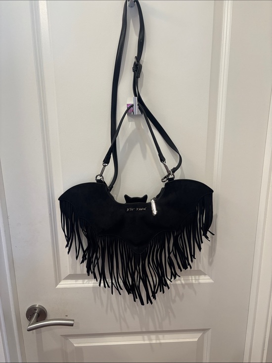 Betsey Johnson Handbags - NWT Betsey Johnson Black Fringe Bat-Shaped Shoulder/Crossbody Bag